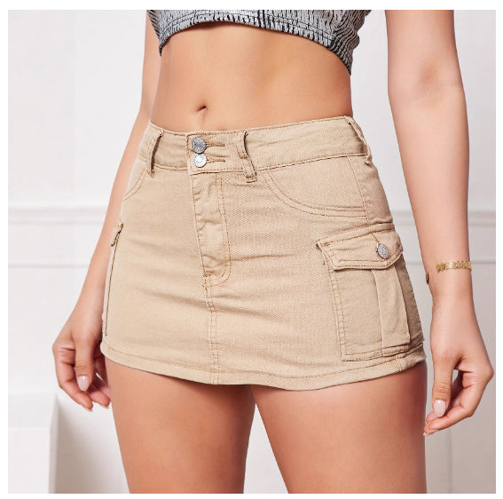 Solid-Color Mid-Waist Slim-Fit Bodycon Skirt