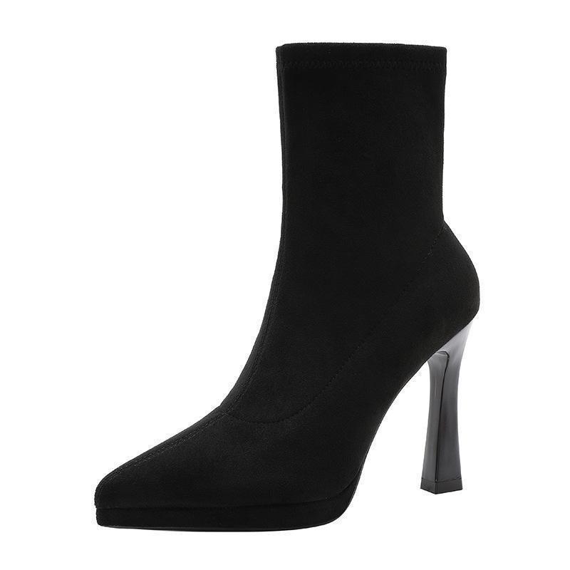 French Hepburn-style Elegant Pointed-toe Stiletto Boots