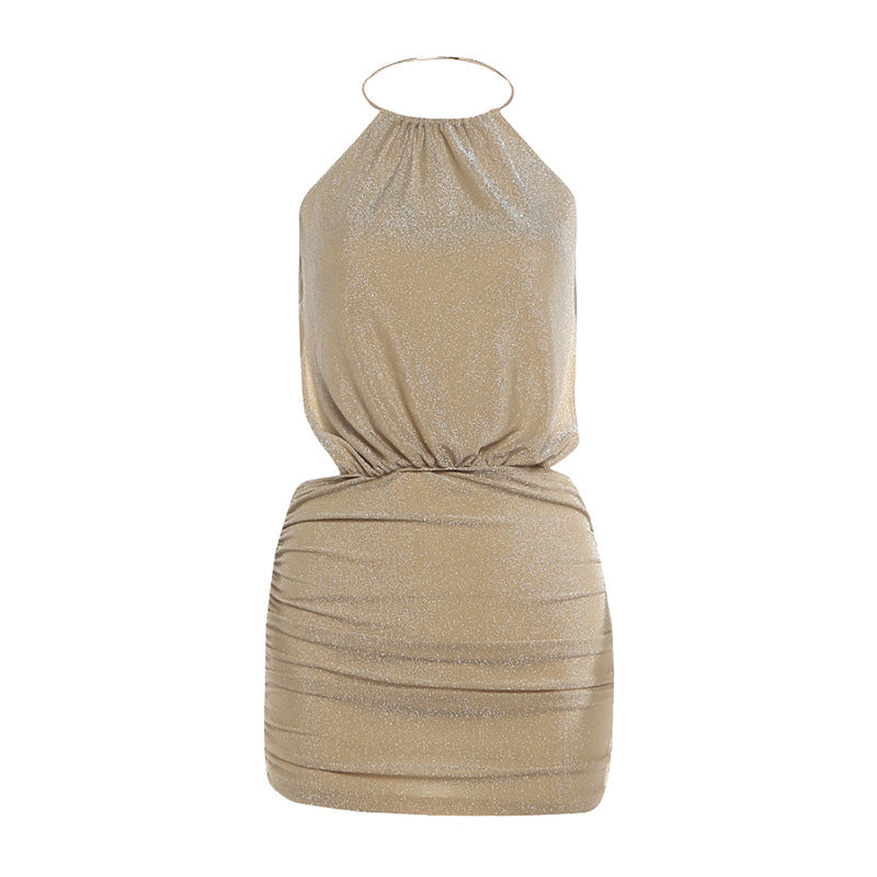 Sleeveless Halter neck Lace-Up Asymmetrical Bodycon Dress