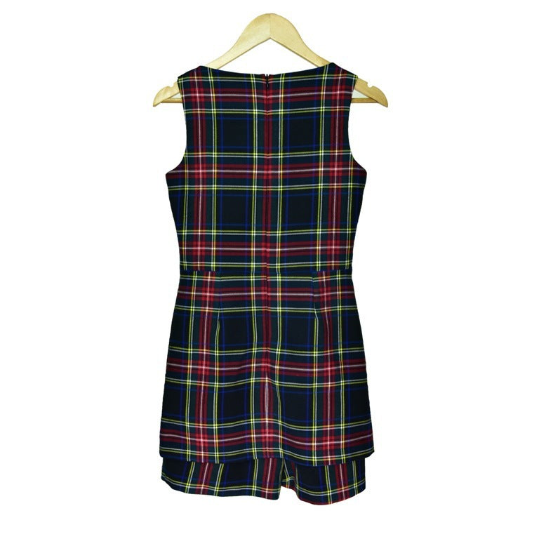 Autumn And Winter British Style Plaid V-neck Slim Fit Dress