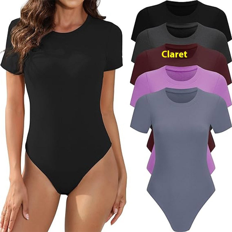 Crew Neck Casual Stretch Basic One-piece T-shirt