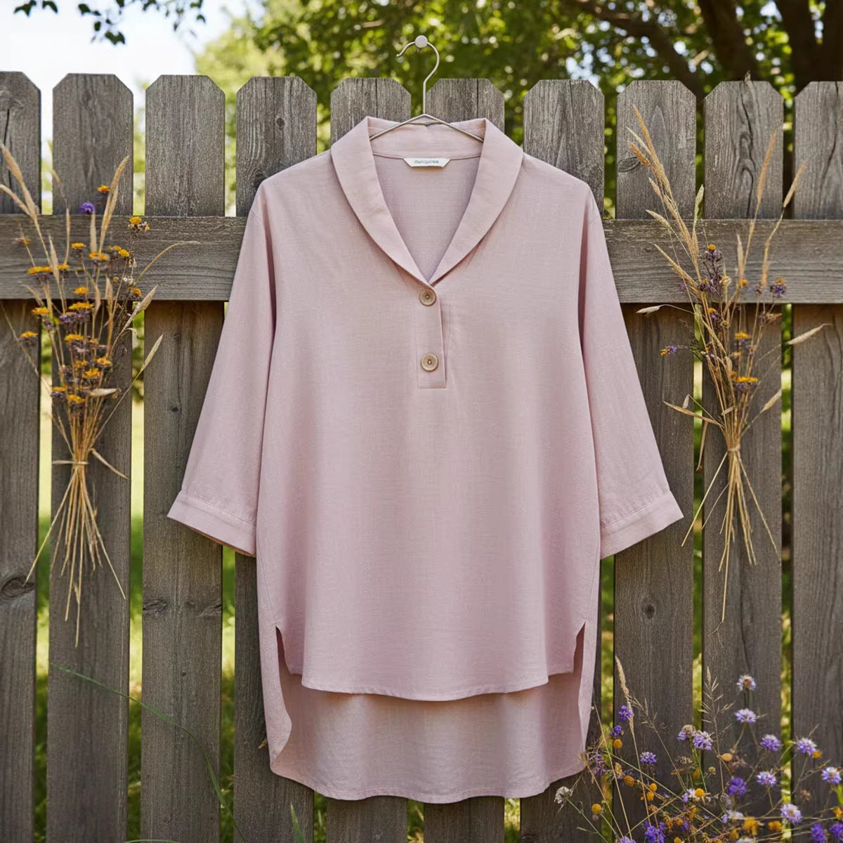 Womens Casual Loose-fitting Fashionable Button-up Shirt