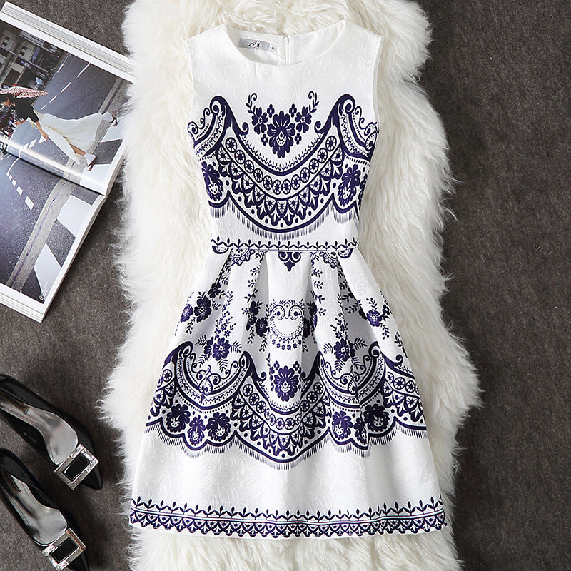 European And American Spring And Summer Women's Clothing Fashion Printing Dress
