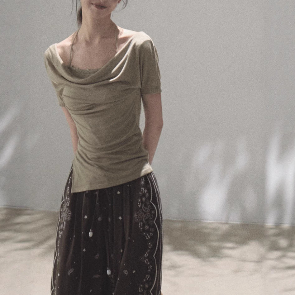 Fashion Women's Skin-friendly Off-shoulder Top T-shirt