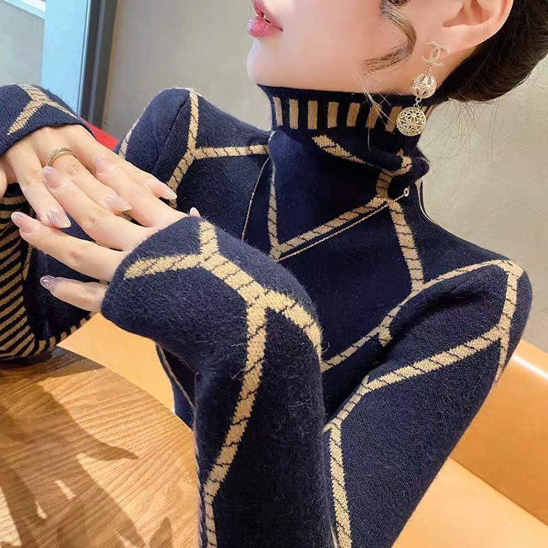 Womens High End Color-block Knit Top