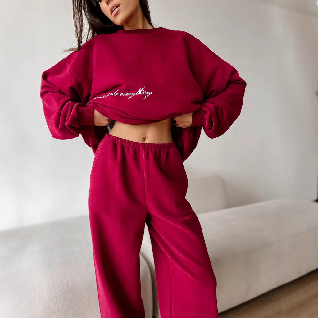 Printed Sweater Suit Casual Two-piece Suit