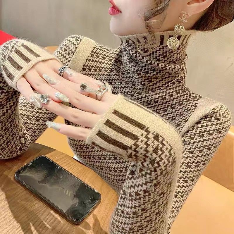 Womens High End Color-block Knit Top
