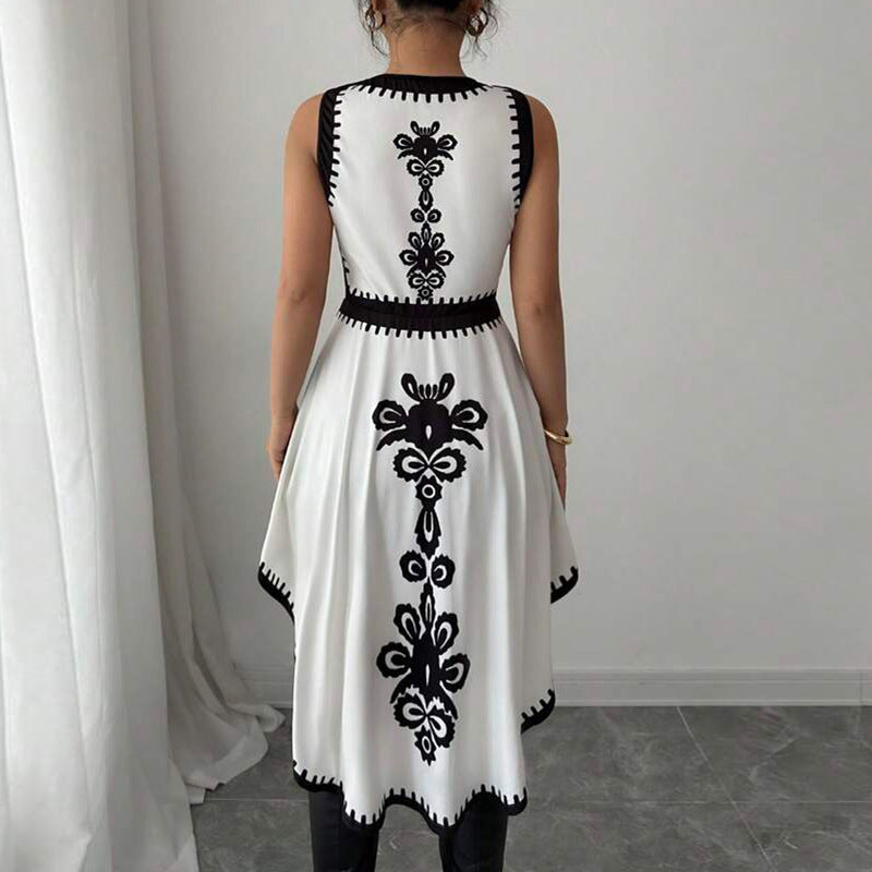 European And American Irregular Contrast Color Vest Dovetail Sleeveless Pullover Top Women's Clothing