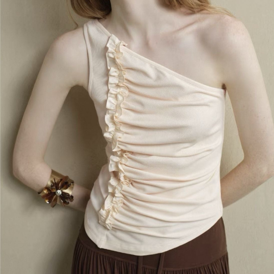 Fashionable Irregular Hem One-shoulder Vest For Women