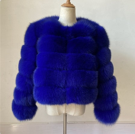 Faux Fox-fur Patchwork Thickened Warm Fur Coat