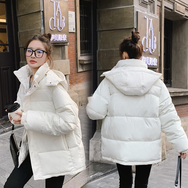 Short Hood Women's Thickened Korean Style Loose Small Down Coat
