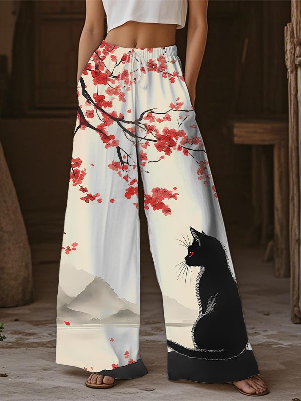 Casual Wide-leg Athletic Pants For Street Style In Europe And The US