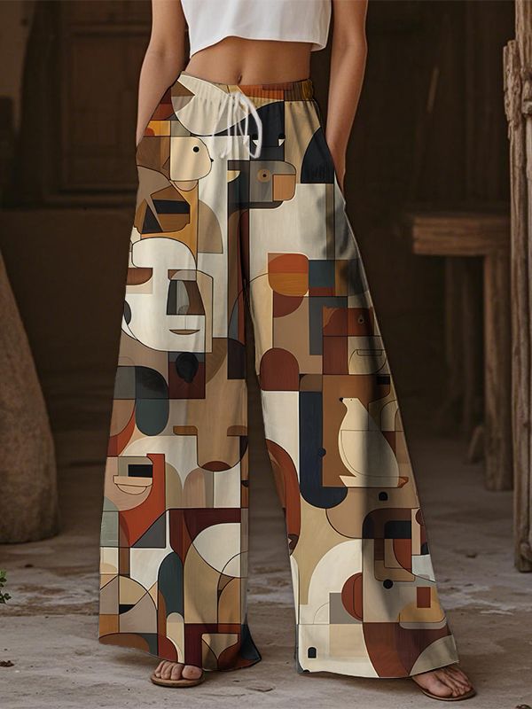 Casual Wide-leg Athletic Pants For Street Style In Europe And The US