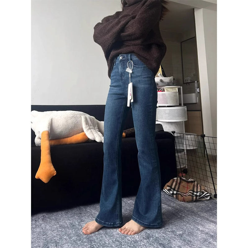Dark Blue Flared Jeans For Women