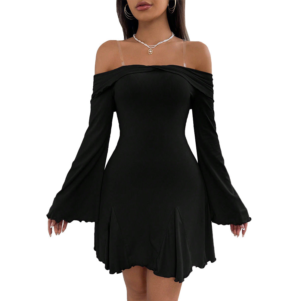 Chic Minimalist Off-shoulder Bodycon Mini Skirt