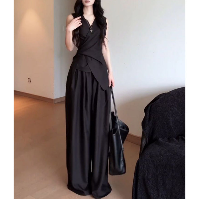 Sleeveless Waist-Cinching Slimming Set With Long Skirt