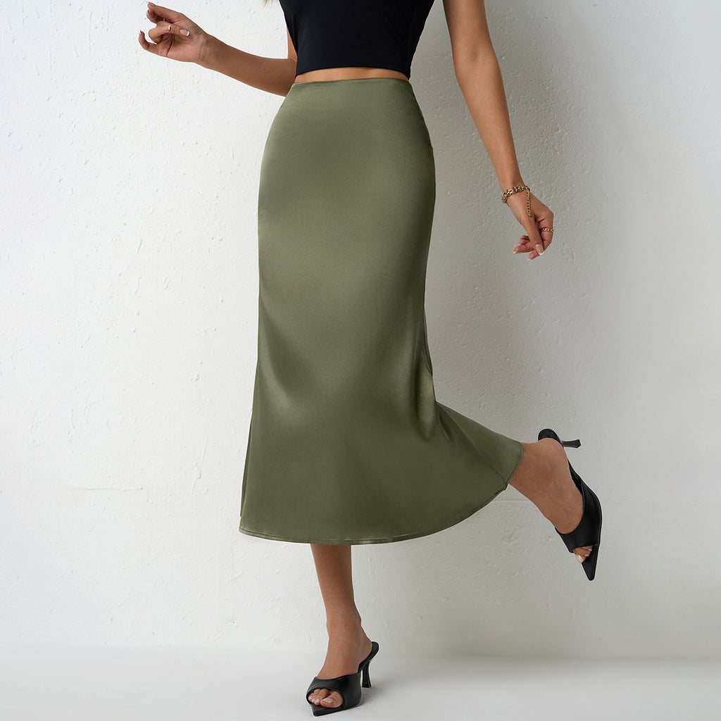 Womens Satin Mermaid Skirt Spring Summer Style