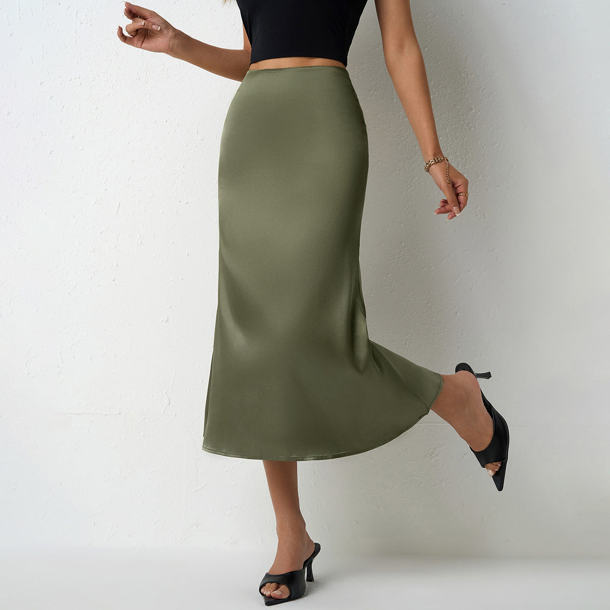 Womens Satin Mermaid Skirt Spring Summer Style