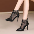 Womens Lace Mesh High Heels With A Stiletto Heel And Pointed Toe
