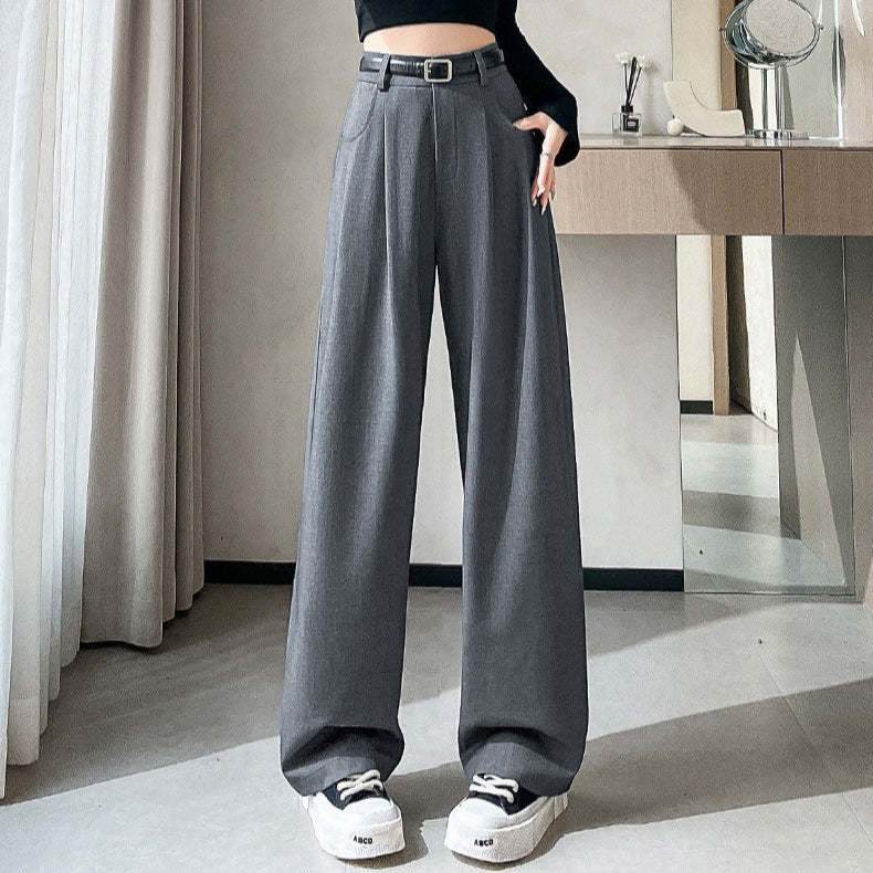 SpringAutumn New High-end Loose Straight-leg Pants That Hide Hips And Slim