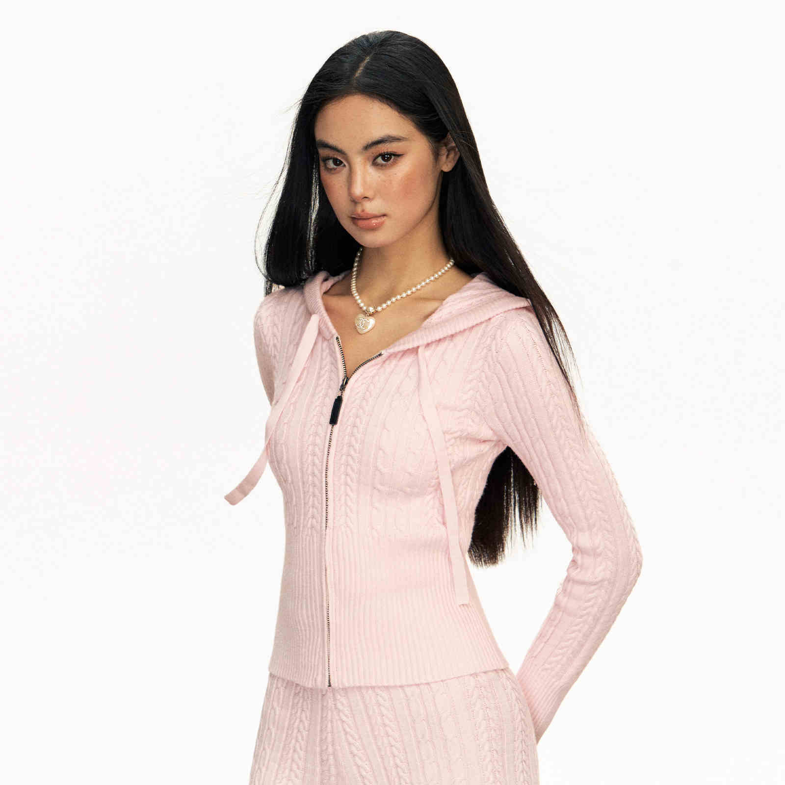 American Retro Hooded Knit Cardigan Women's Knitted Slim Fit Sweater Coat