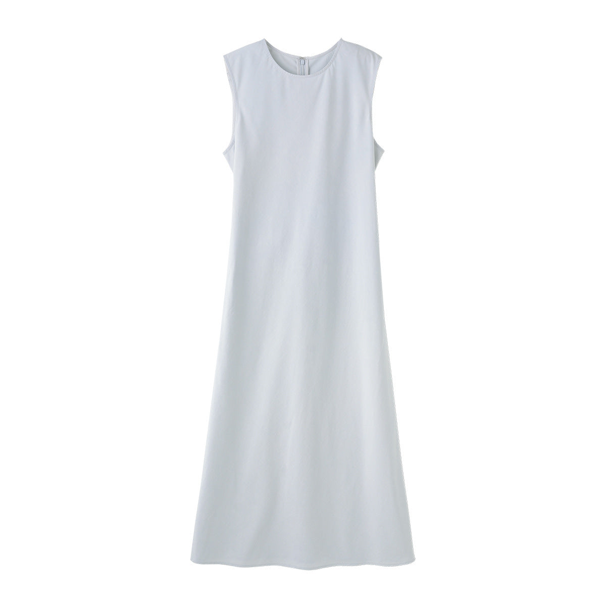 Blue Sleeveless Round Neck Slim Fit Long Dress