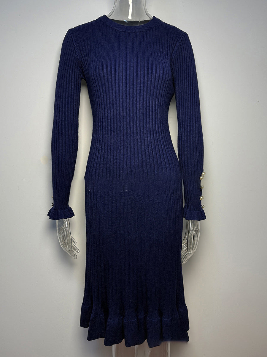 Textured Knit Mid-length Dress