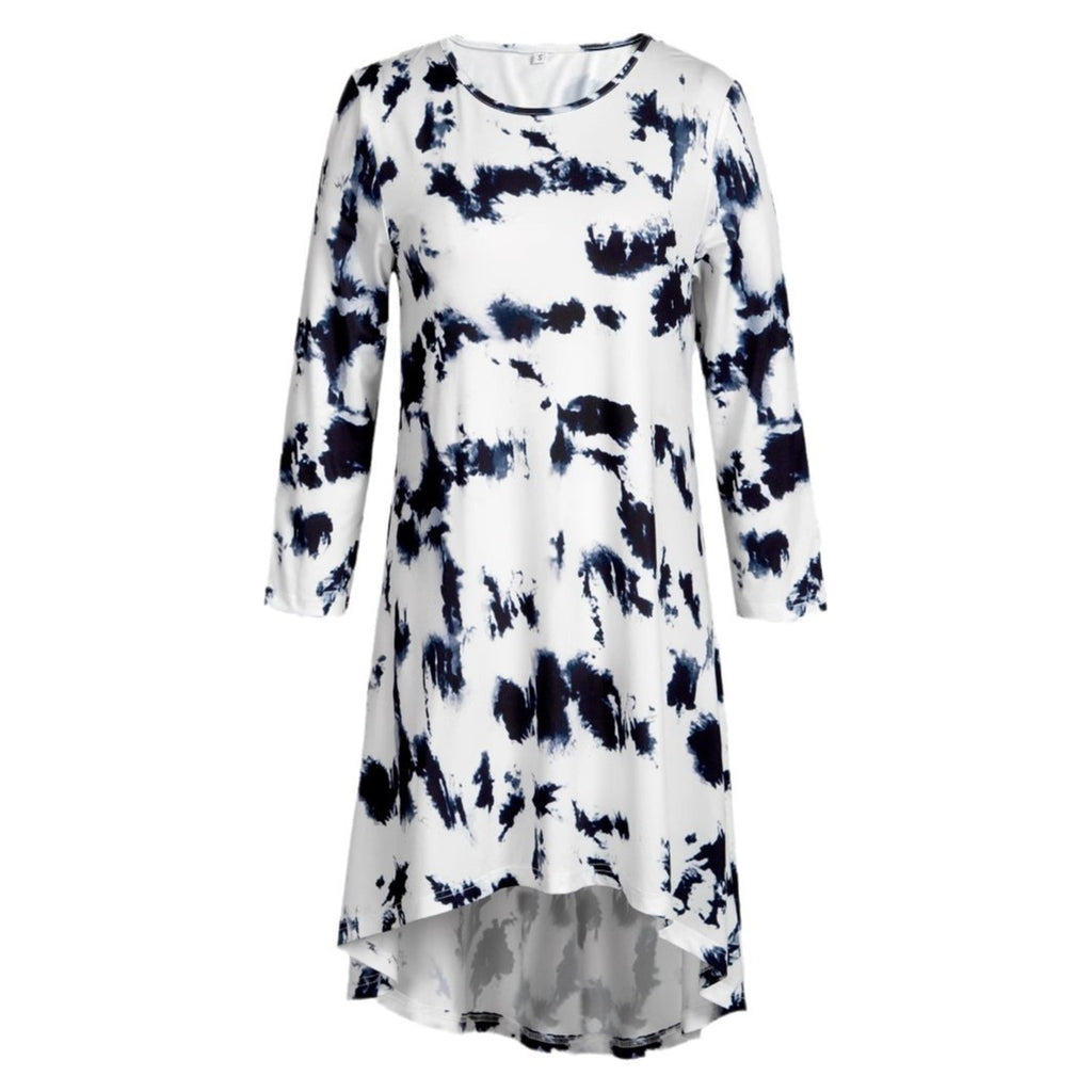 Women's New Casual Round Neck Printed Long Sleeve Mid-length Top