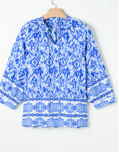 Blue Bohemian Print Leading Shirt Viscose
