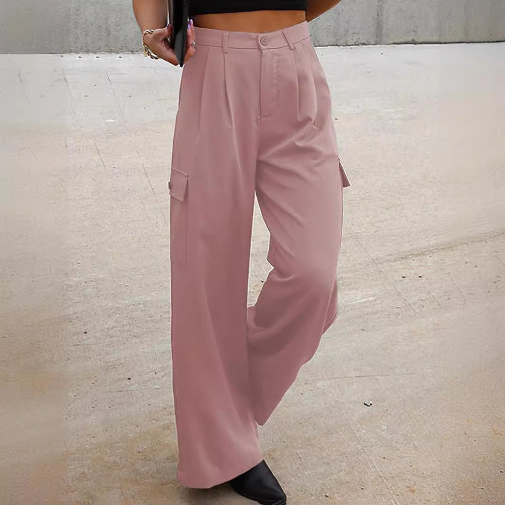 Fashion Loose Solid Color High Waist All-matching Casual Pants For Women