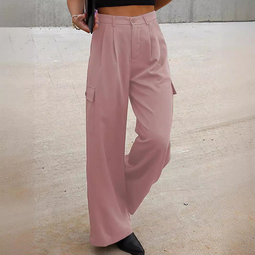 Fashion Loose Solid Color High Waist All-matching Casual Pants For Women