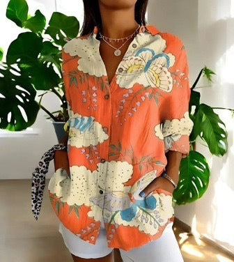 New Women's Long Sleeved Shirt For Summer Fashion, 3D Printed Shirt With Floral Pattern