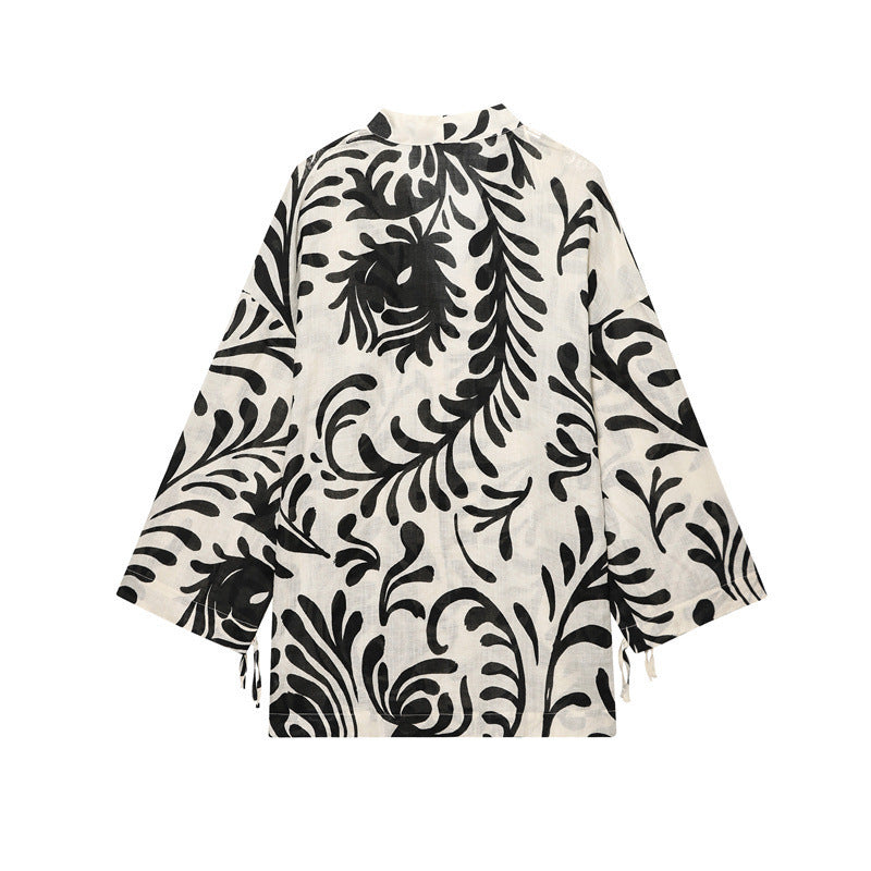 Women's Printed Kimono Coat Pants