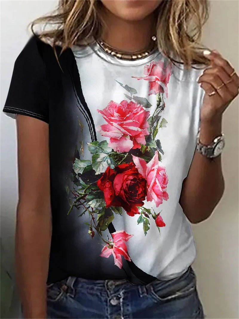Women's Casual Pattern Digital Printed T-shirt