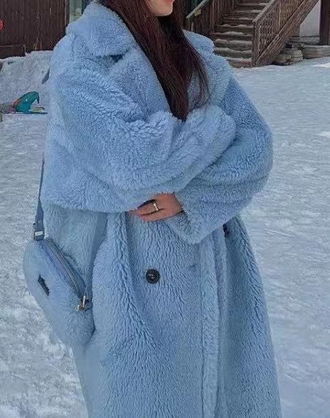 Caterpillar-style Long Coat Women's Faux Fur Jacket