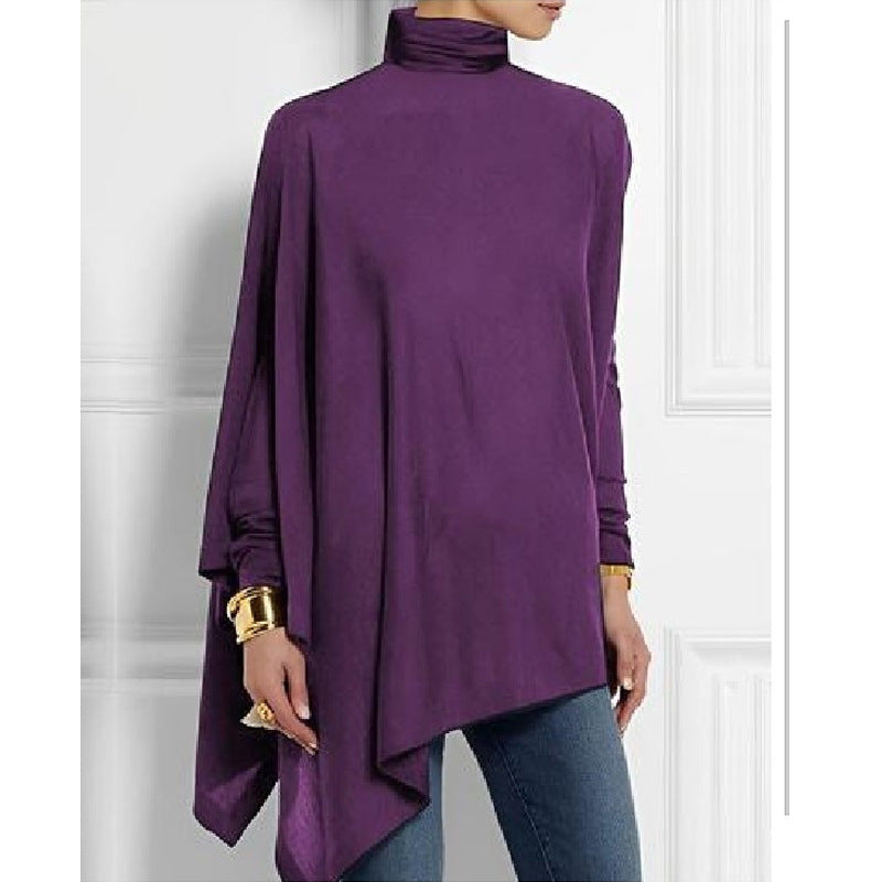 Women's Long Sleeve Turtleneck Irregular T-shirt 3d Printing
