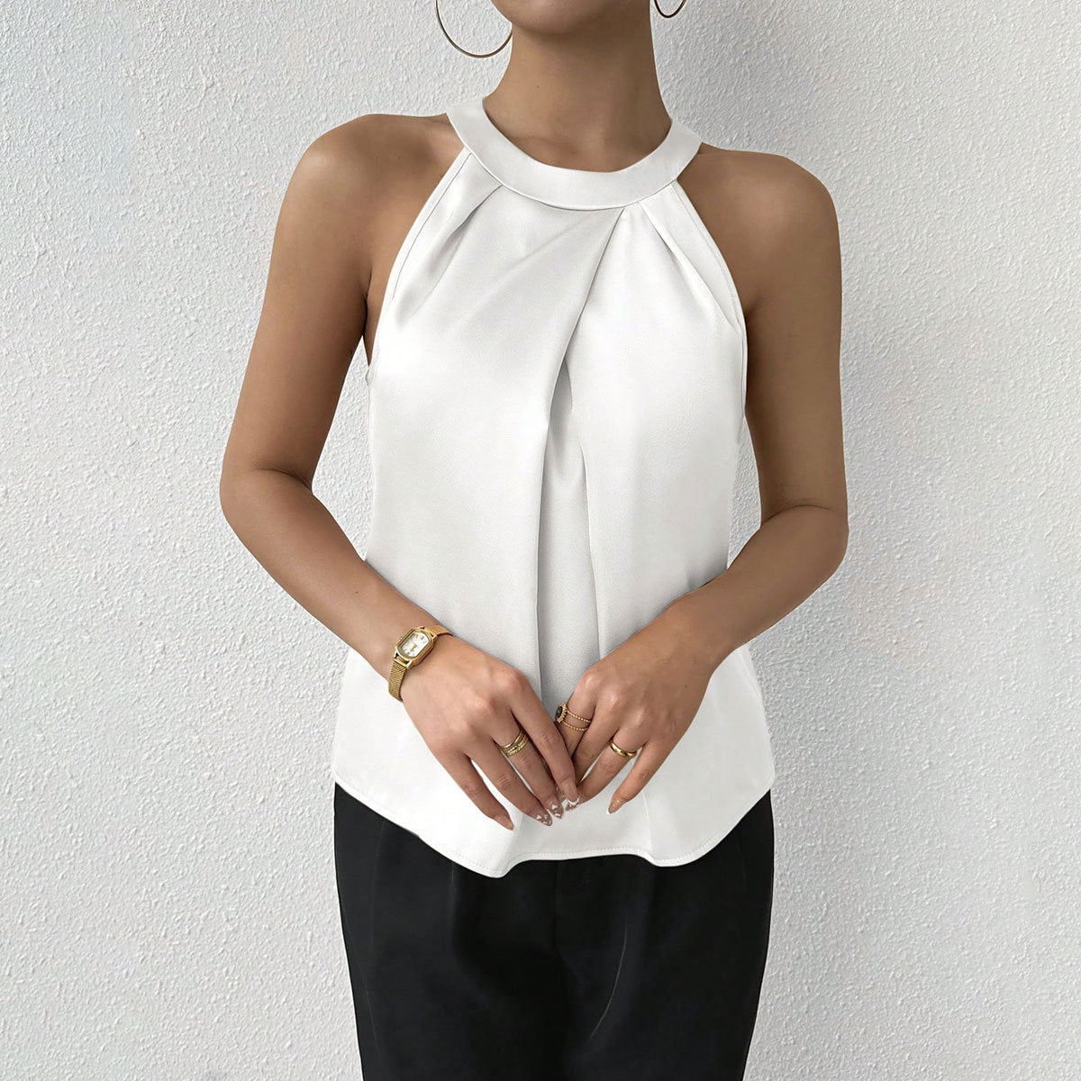 European And American Women's Clothing High-grade Foreign Trade Satin Shirt