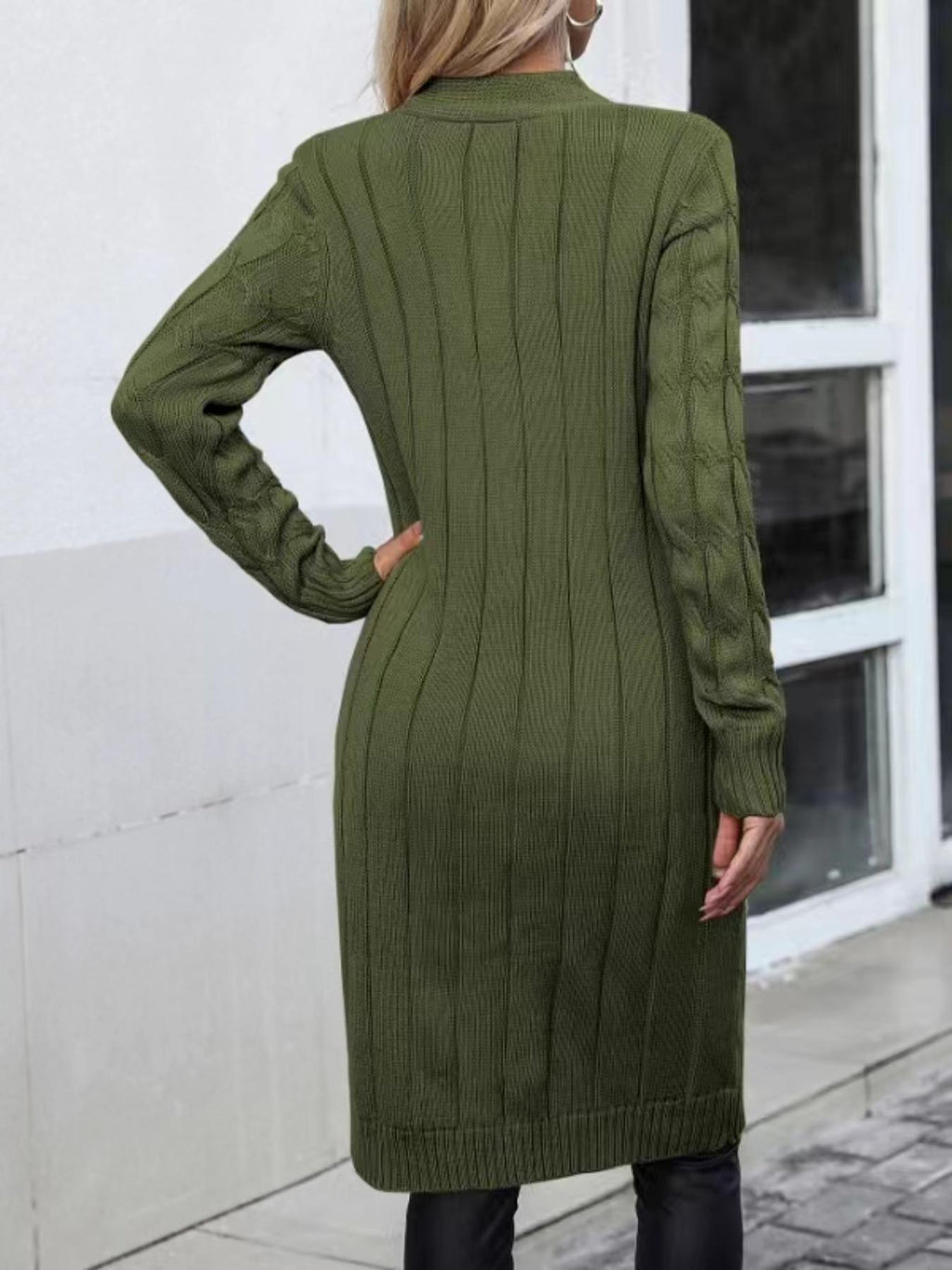European And American Fashion Outerwear Cardigan Sweater Women's Mid-length Casual V-neck Coat