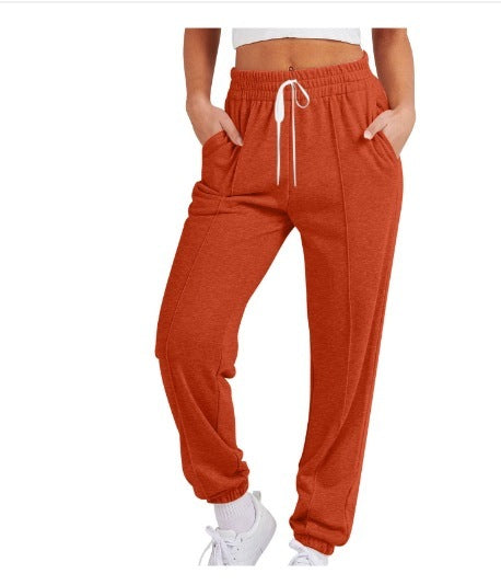Women's Casual Drawstring Solid Color Sports Jogger Pants