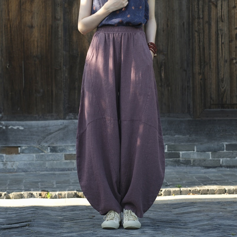 Artistic Retro Cotton And Linen Women's Distressed Loose Casual Pants