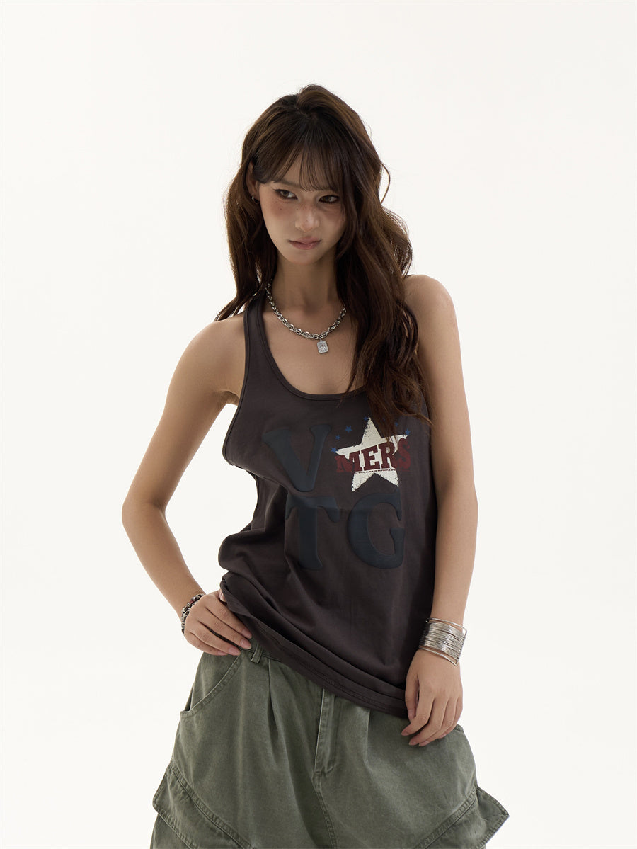 Women's Design Wine Red Printed Sleeveless Vest