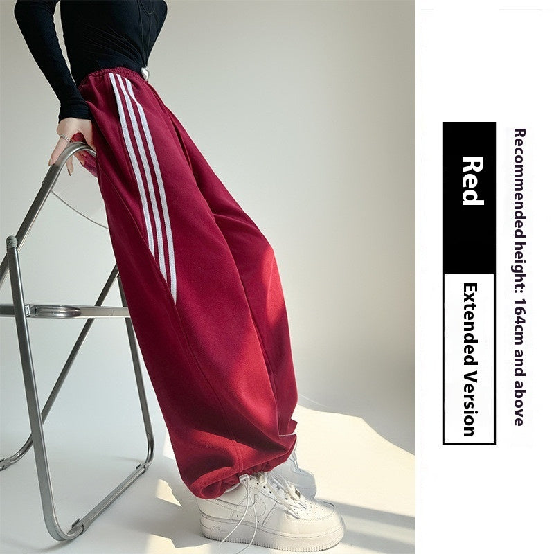 High Waist Slimming And Straight Sweatpants Casual Laid-back Style Wide Leg Pants