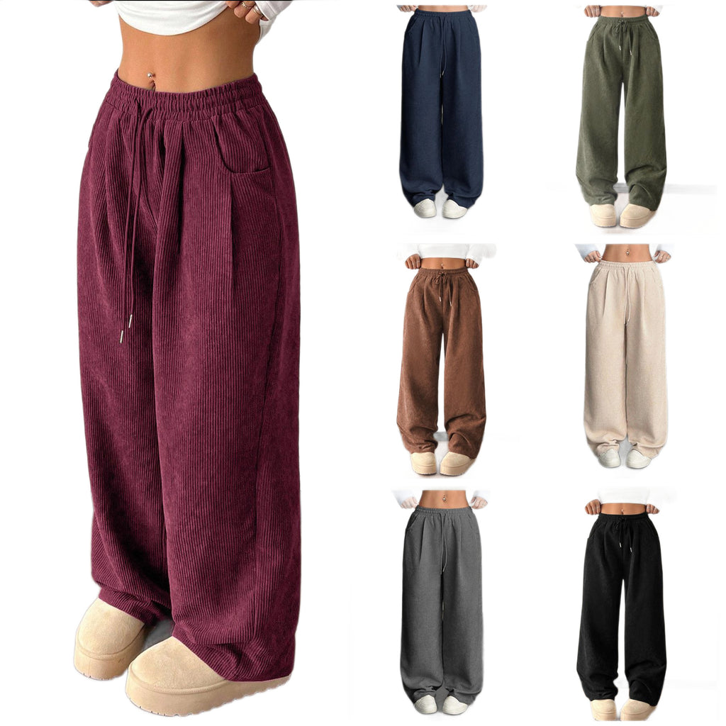 Corduroy Wide-leg Pants For Women Loose-fitting Figure-flattering And Drapey Casual