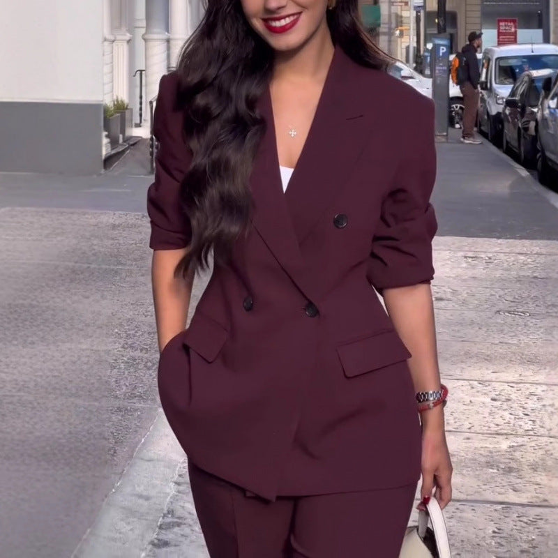 Stylish V-Neck Blazer Suit