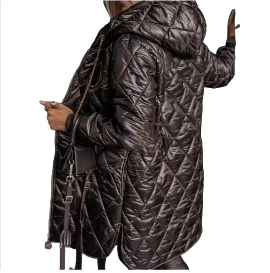 Loose-fitting Long-sleeve Zip-up Cotton Jacket