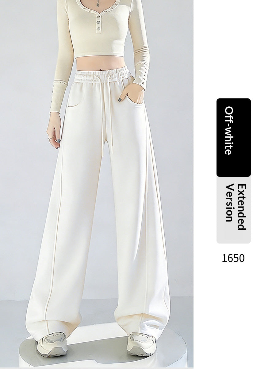 Womens High-waisted Draped Loose-fitting Wide-leg Pants