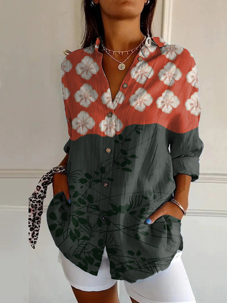 New Women's Long Sleeved Shirt For Summer Fashion, 3D Printed Shirt With Floral Pattern
