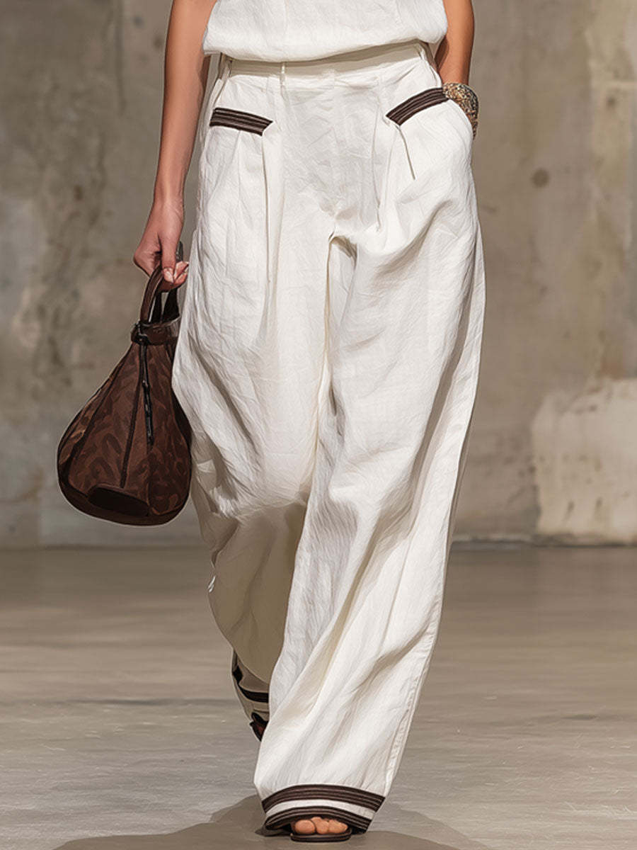 Solid-color Casual Comfortable Minimalist Linen Two-piece Set