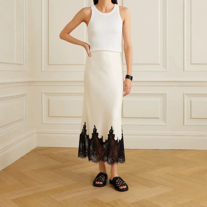 Satin High-grade Lace Stitching Hip Fishtail Skirt