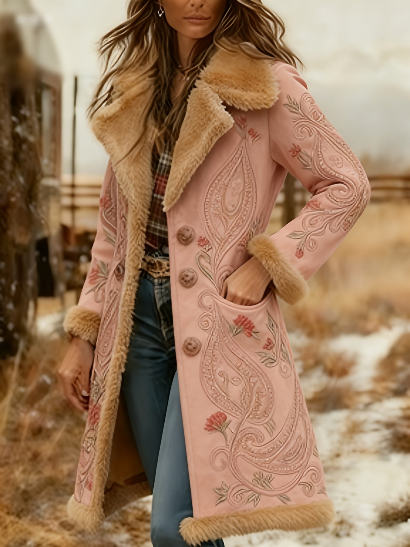 Women's New Long Sleeved Large Woolen Overcoat